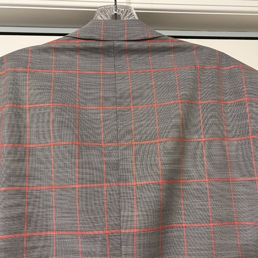 Mens PAISLEY & GRAY Sz 42L Gray & Peach Plaid Slim Fit Suit Jacket Sport Coat - Picture 13 of 13